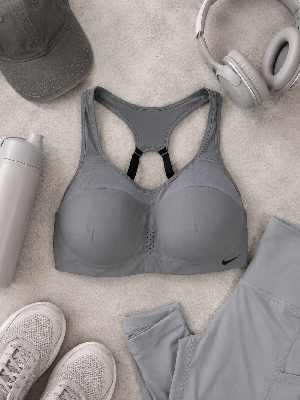 Nike Dri-FIT Gray High Support Sports Bra NWT Womens Large (A-C) Gym Running